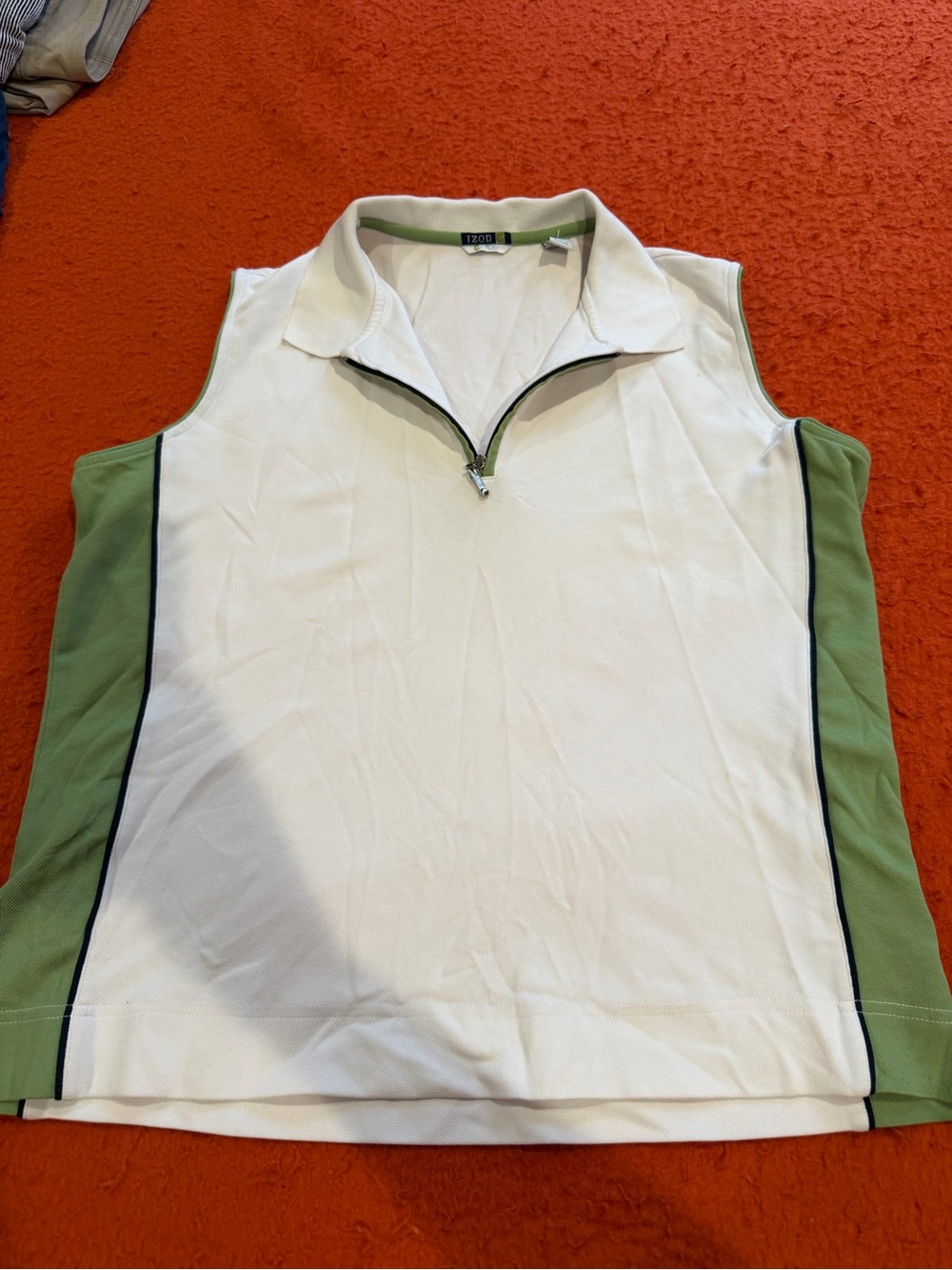 Izod White Polo with Light Green Trim
